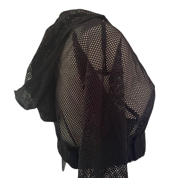 BSBW for LF Reworked NEW $132 Mesh Cropped Black Hoodie Sz S Streetwear Grommets - Picture 6 of 9
